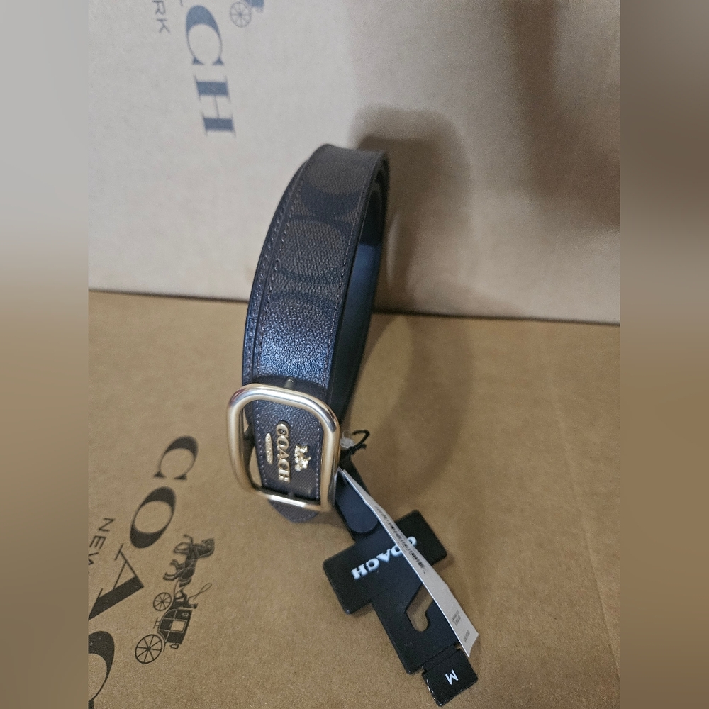 NWT Coach Women's Morgan Rectangle Buckle Belt  Size MnCE971 Brown/Black - Picture 9 of 9